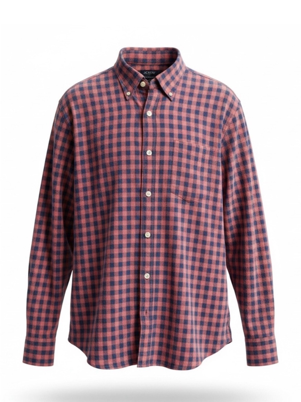 J. Crew Men’s Slim Untucked Red and Navy Checked Button-Down Shirt Size Small